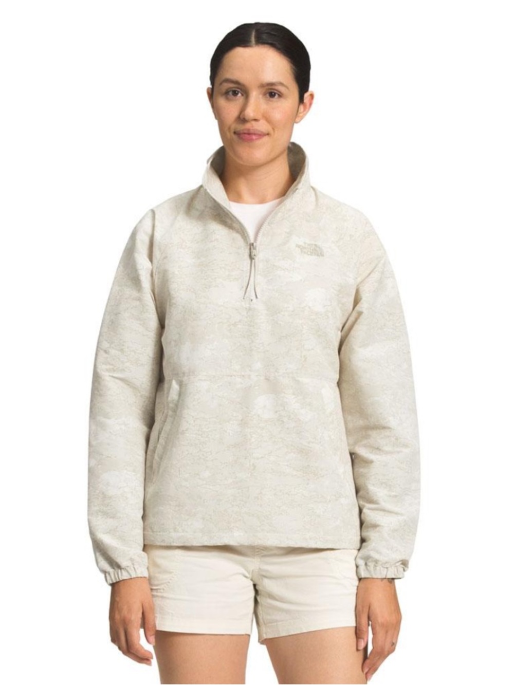 The North Face Beige Marble-Print Half-Zip Pullover